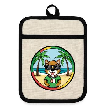 Portuguese Watchdog Breed Cartoon Sunglasses Beach - Pot holders with rubber back - linen/black  - Front