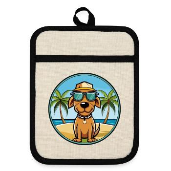 Polnische Jagdhund Hund Rasse Cartoon Sonnenbrille - Topflappen mit Gummirückseite - Leinen/Schwarz  - Vorne
