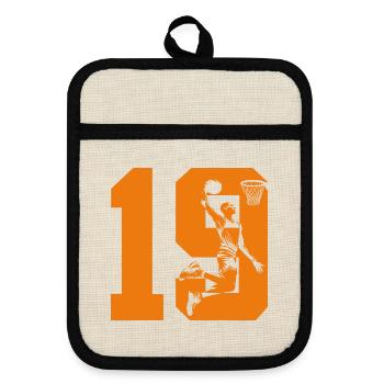 NUMBER 19 BASKETBALL 19TH BIRTHDAY - Pot holders with rubber back - linen/black  - Front