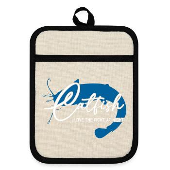 Wels Waller angeln Sportfischen Flussmonster - Topflappen mit Gummirückseite - Leinen/Schwarz  - Vorne
