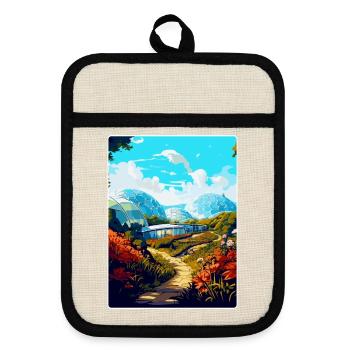 Eden Project England Uk Travel Poster Souvenir WPA - Pot holders with rubber back - linen/black  - Front