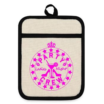 Ladies Night Party Crew Logo - Topflappen mit Gummirückseite - Leinen/Schwarz  - Vorne