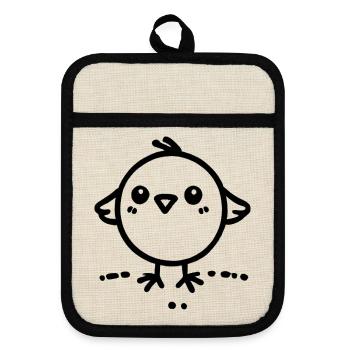 Cheeky Chick - Pot holders with rubber back - linen/black  - Front