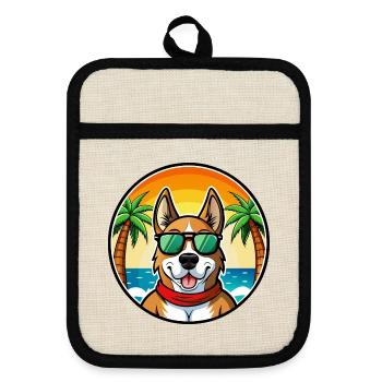 Segugio Italiano Race Chien Dessin Animé Lunettes De Soleil Plage - Maniques avec dos en caoutchouc - lin/noir  - Devant