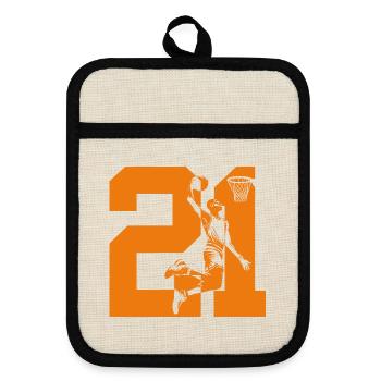 NUMMER 21 BASKETBALL 21. GEBURTSTAG - Topflappen mit Gummirückseite - Leinen/Schwarz  - Vorne