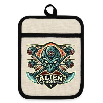 Logo des drones extraterrestres - Maniques avec dos en caoutchouc - lin/noir  - Devant