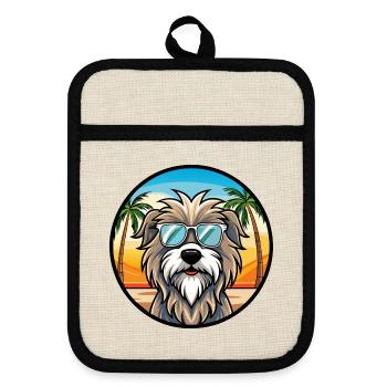 Lunettes de soleil Bergamasco Shepherd Dog Breed Cartoon - Maniques avec dos en caoutchouc - lin/noir  - Devant