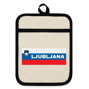 Ljubljana City dans le drapeau slovène - Maniques avec dos en caoutchouc - lin/noir  - Devant