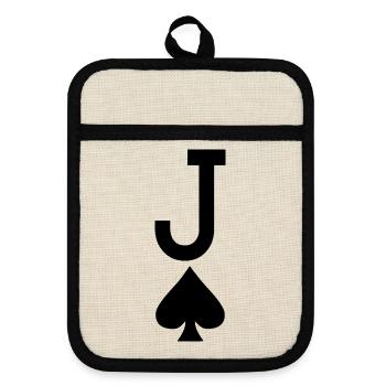 Poker Playing Card - Jack of Spades / Jokers - Pot holders with rubber back - linen/black  - Front