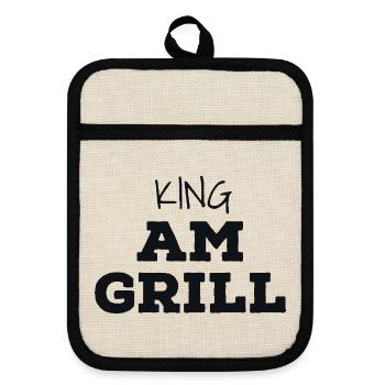 King au grill - Maniques avec dos en caoutchouc - lin/noir  - Devant