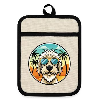 Spinone Italiano Race De Chien Dessin Animé Lunettes De Soleil Plage - Maniques avec dos en caoutchouc - lin/noir  - Devant