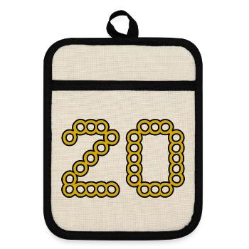 20. 20 YEARS. 20th ANNIVERSARY. 20 YEARS ANNIVERSARY. - Pot holders with rubber back - linen/black  - Front