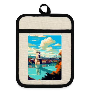 Bristol England Uk Vintage Travel Poster Souvenir - Pot holders with rubber back - linen/black  - Front