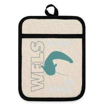 Wels angeln Waller fischen Sportfischen auf Wels - Topflappen mit Gummirückseite - Leinen/Schwarz  - Vorne