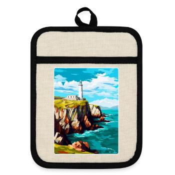 South Stack Cliffs Anglesey Vintage Reiseposter - Topflappen mit Gummirückseite - Leinen/Schwarz  - Vorne