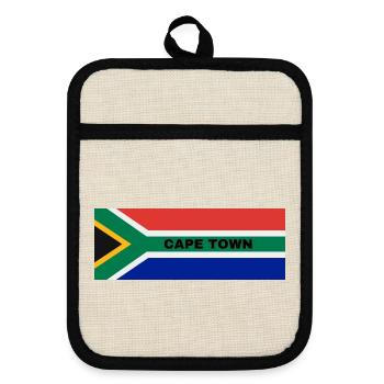 Le Cap dans le drapeau sud-africain - Maniques avec dos en caoutchouc - lin/noir  - Devant