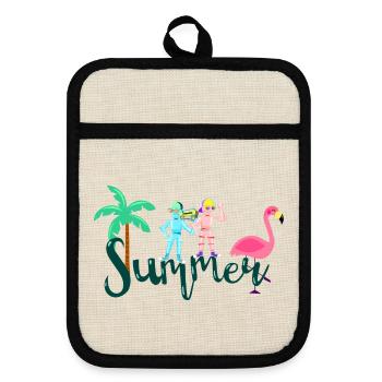 Sommer - Topflappen mit Gummirückseite - Leinen/Schwarz  - Vorne