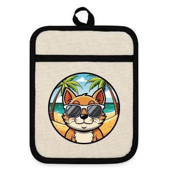 Bambino Cat Breed Cartoon Sunglasses Beach - Pot holders with rubber back - linen/black  - Front