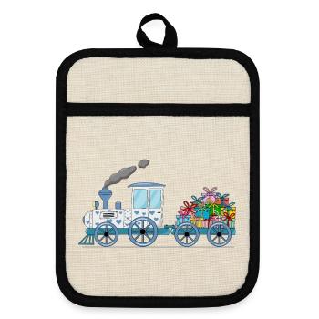Train pour enfants avec remorque blanche - Maniques avec dos en caoutchouc - lin/noir  - Devant