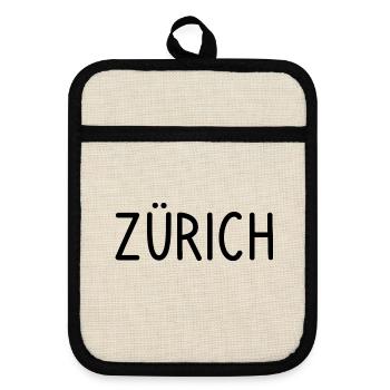 Zurich - Pot holders with rubber back - linen/black  - Front