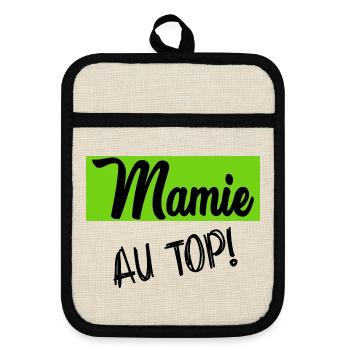 OMA. MUTTERTAG. ALLES GUTE ZUM OMA-TAG. ICH LIEBE DICH - Topflappen mit Gummirückseite - Leinen/Schwarz  - Vorne