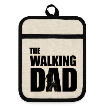 Der wandelnde Papa (schwarz) Kontur Gold - Topflappen mit Gummirückseite - Leinen/Schwarz  - Vorne