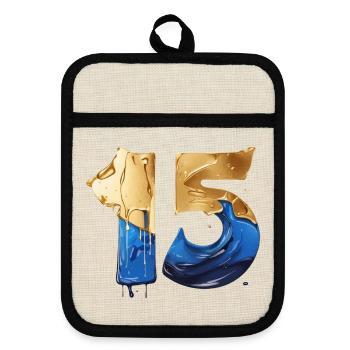 NO. 15 NUMBER 15 COOL 15TH BIRTHDAY - Pot holders with rubber back - linen/black  - Front
