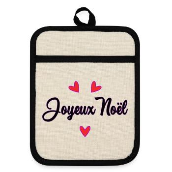HAPPY NEW YEAR. NEW YEAR'S EVE. BEST WISHES - Pot holders with rubber back - linen/black  - Front