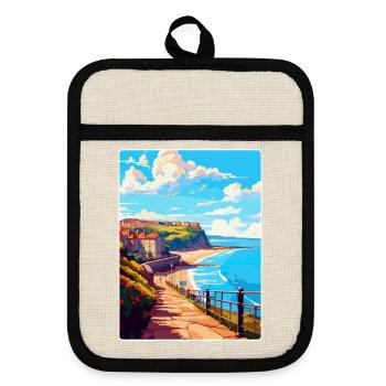 Scarborough England Uk Vintage Reiseposter WPA - Topflappen mit Gummirückseite - Leinen/Schwarz  - Vorne