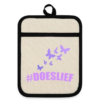 doeslief Schmetterlinge fliegen im violetten Licht - Topflappen mit Gummirückseite - Leinen/Schwarz  - Vorne