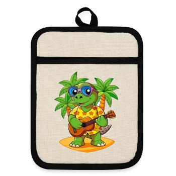 Funny Turtle Cartoon Summer Beach Sunglasses - Pot holders with rubber back - linen/black  - Front