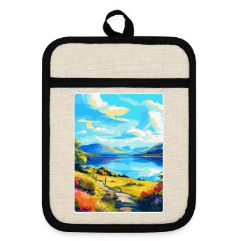 Loch Lomond National Park Travel Poster Souvenir - Pot holders with rubber back - linen/black  - Front