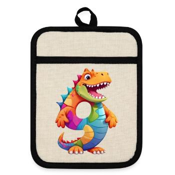 DINO 9 YEARS DINOSAUR NUMBER 9TH BIRTHDAY - Pot holders with rubber back - linen/black  - Front