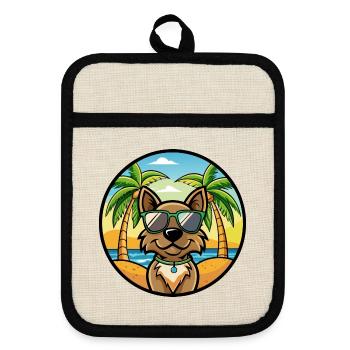 Cao Da Serra De Aires Lunettes de soleil de dessin animé de race de chien - Maniques avec dos en caoutchouc - lin/noir  - Devant