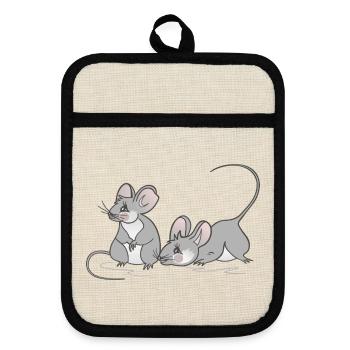 Mouse mouse children women birthday - Pot holders with rubber back - linen/black  - Front