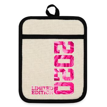 6TH BIRTHDAY LIMITED EDITION 2020 - Pot holders with rubber back - linen/black  - Front