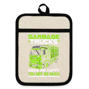 Garbage Truck Trash Collector Recycling Abfall - Topflappen mit Gummirückseite - Leinen/Schwarz  - Vorne