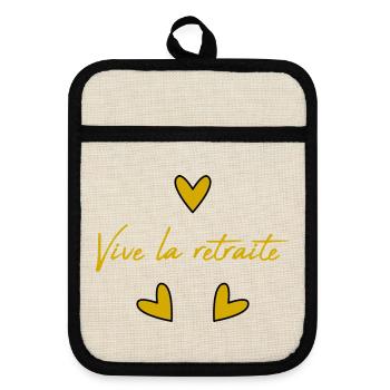RETIREMENT. HAPPY RETIREMENT. HAPPY RETIREMENT - Pot holders with rubber back - linen/black  - Front