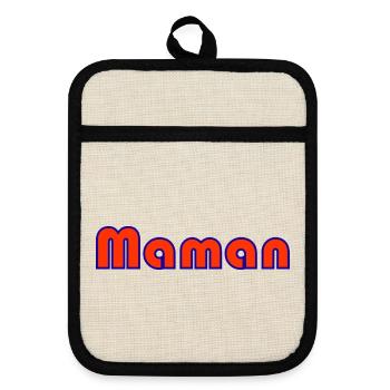 MOM. MOTHERS' DAY. HAPPY BIRTHDAY MOM. I LOVE YOU - Pot holders with rubber back - linen/black  - Front