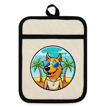 Smaland Hound Chien Race Dessin Animé Lunettes De Soleil Plage - Maniques avec dos en caoutchouc - lin/noir  - Devant