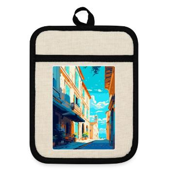 Arles France Affiche de voyage vintage WPA Souvenir - Maniques avec dos en caoutchouc - lin/noir  - Devant