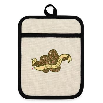 Lauernde Python Schlangenfreund - Topflappen mit Gummirückseite - Leinen/Schwarz  - Vorne