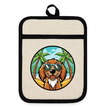 Boykin Spaniel Hunderasse Cartoon Sonnenbrille Strand - Topflappen mit Gummirückseite - Leinen/Schwarz  - Vorne