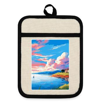 Isle Of Bute Scotland Uk Travel Poster Souvenir - Pot holders with rubber back - linen/black  - Front
