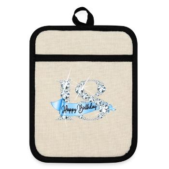 Happy Birthday 18th Birthday Gift Diamond Glamour - Pot holders with rubber back - linen/black  - Front