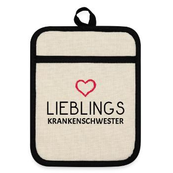 Krankenschwester - Topflappen mit Gummirückseite - Leinen/Schwarz  - Vorne