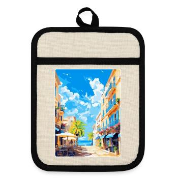 Palma De Mallorca Spanien Vintage Reiseplakat WPA - Topflappen mit Gummirückseite - Leinen/Schwarz  - Vorne