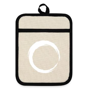 Kreis Linie Symbol weiß - Topflappen mit Gummirückseite - Leinen/Schwarz  - Vorne