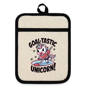 Zielstrebiges Einhorn! - Topflappen mit Gummirückseite - Leinen/Schwarz  - Vorne