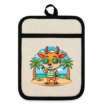 Antelope Funny Cartoon Summer Beach Sunglasses - Pot holders with rubber back - linen/black  - Front